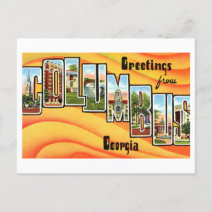Cartão Postal Vintage Saudações de Columbus, Geórgia,
