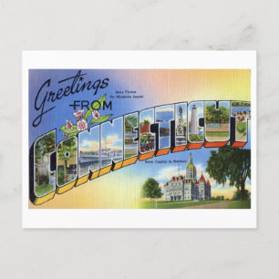 Cartão Postal Vintage Saudações de Connecticut