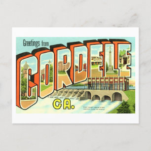 Cartão Postal Vintage Saudações de Cordele, Geórgia,