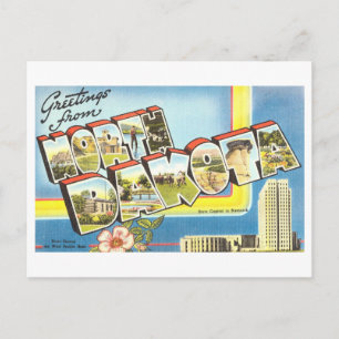 Cartão Postal Vintage Saudações de Dakota do Norte