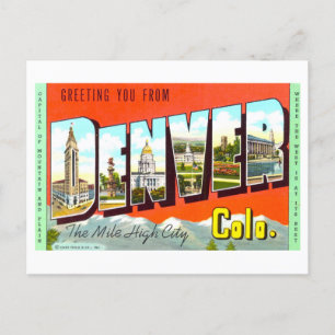 Cartão Postal Vintage Saudações de Denver, Colorado,