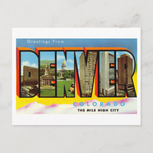 Cartão Postal Vintage Saudações de Denver, Colorado