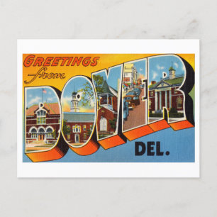 Cartão Postal Vintage Saudações de Dover, Delaware