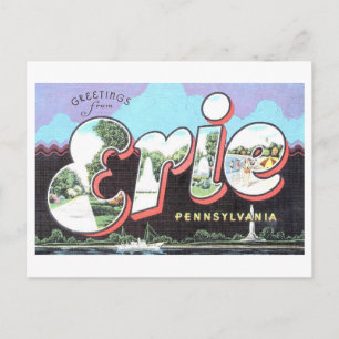 Cartão Postal Vintage Saudações de Erie, Pensilvânia