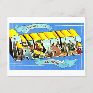Cartão Postal Vintage Saudações de Galesburgo, Illinois,