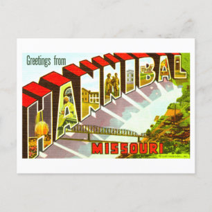 Cartão Postal Vintage Saudações de Hannibal, Missouri,