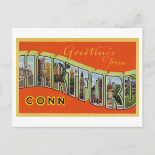 Cartão Postal Vintage Saudações de Hartford, Connecticut