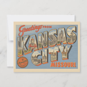 Cartão Postal Vintage "Saudações de Kansas City, Missouri"