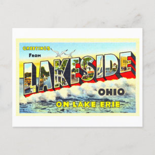Cartão Postal Vintage Saudações de Lakeside, Ohio,