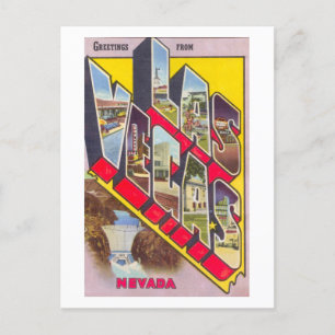 Cartão Postal Vintage Saudações de Las Vegas, Nevada