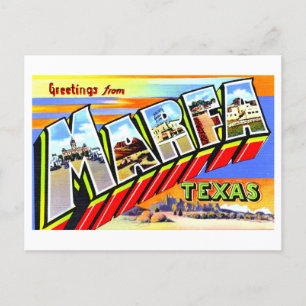Cartão Postal Vintage Saudações de Marfa, Texas,