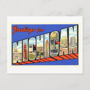Cartão Postal Vintage Saudações de Michigan