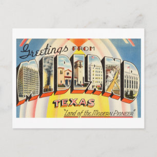 Cartão Postal Vintage Saudações de Midland, Texas