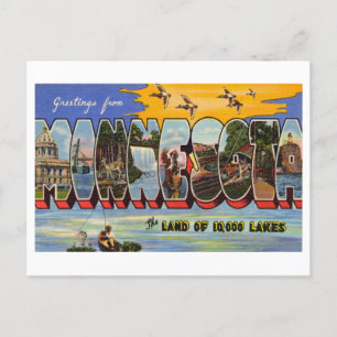 Cartão Postal Vintage Saudações de Minnesota