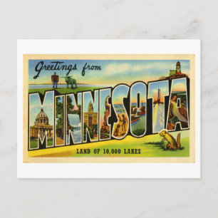 Cartão Postal Vintage Saudações de Minnesota