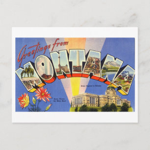 Cartão Postal Vintage Saudações de Montana