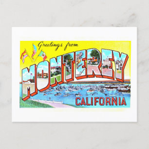 Cartão Postal Vintage Saudações de Monterey, Califórnia,