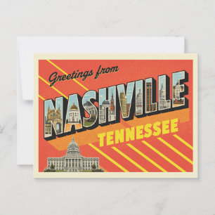 Cartão Postal Vintage "Saudações de Nashville, Tennessee"