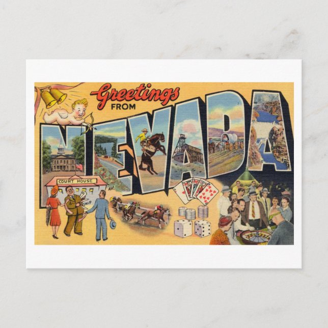 Cartão Postal Vintage Saudações de Nevada (Frente)