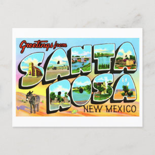 Cartão Postal Vintage Saudações de Papais noeis Rosa, Novo Méxic
