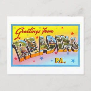 Cartão Postal Vintage Saudações de Reading, Pensilvânia