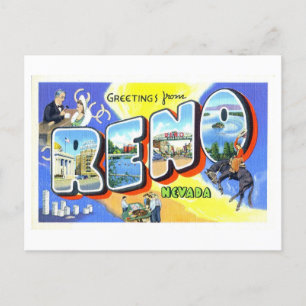 Cartão Postal Vintage Saudações de Reno, Nevada,