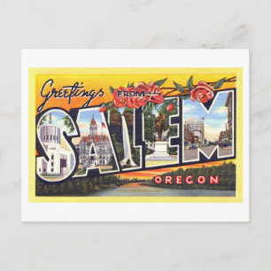 Cartão Postal Vintage Saudações de Salem, Oregon