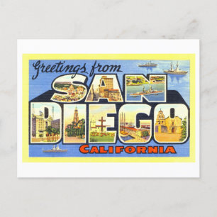 Cartão Postal Vintage Saudações de San Diego, Califórnia