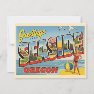 Cartão Postal Vintage "Saudações de Seaside, Oregon"