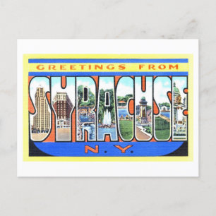 Cartão Postal Vintage Saudações de Syracuse, Nova Iorque,