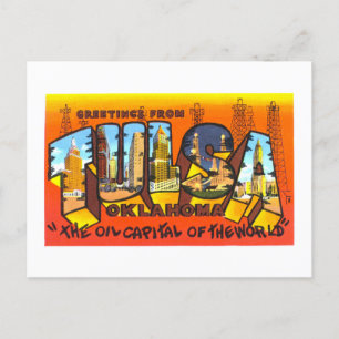 Cartão Postal Vintage Saudações de Tulsa, Oklahoma,