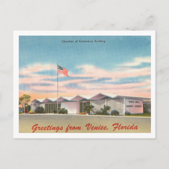 Cartão Postal Vintage Saudações de Veneza, Florida (Frente)