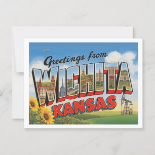 Cartão Postal Vintage "Saudações de Wichita, Kansas"