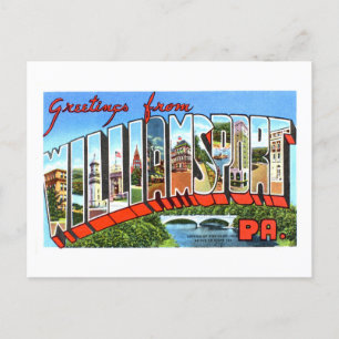 Cartão Postal Vintage Saudações de Williamsport, Pensilvânia,