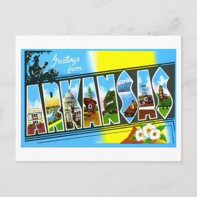 Cartão Postal Vintage Saudações do Arkansas (Frente)