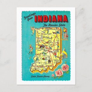 Cartão Postal Vintage Saudações do Cartão-postal do Mapa do Indi