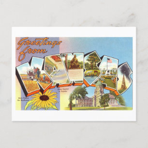 Cartão Postal Vintage Saudações do Kansas
