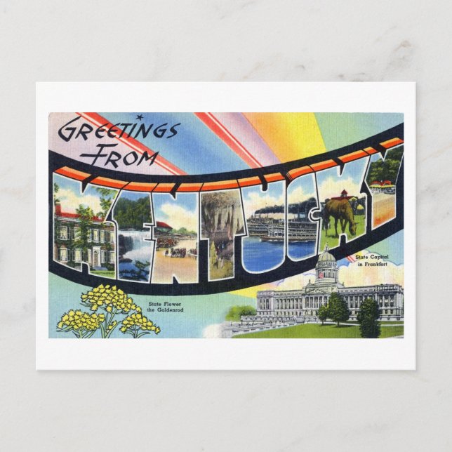 Cartão Postal Vintage Saudações do Kentucky (Frente)