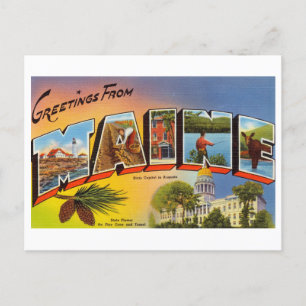 Cartão Postal Vintage Saudações do Maine