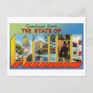 Cartão Postal Vintage Saudações do Maine