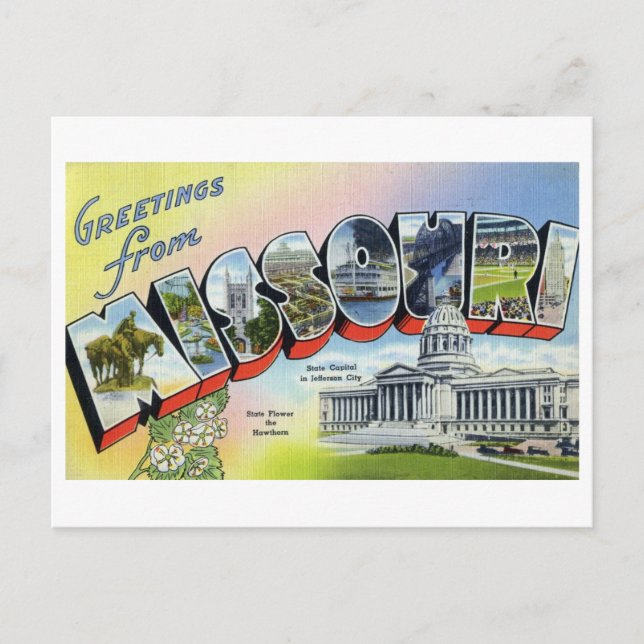 Cartão Postal Vintage Saudações do Missouri (Frente)