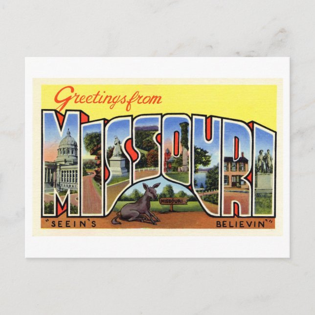 Cartão Postal Vintage Saudações do Missouri (Frente)