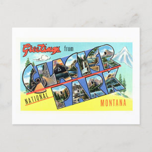 Cartão Postal Vintage Saudações do Parque Nacional Glacier