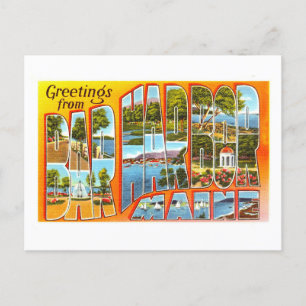Cartão Postal Vintage Saudações do Porto Bar, Maine,