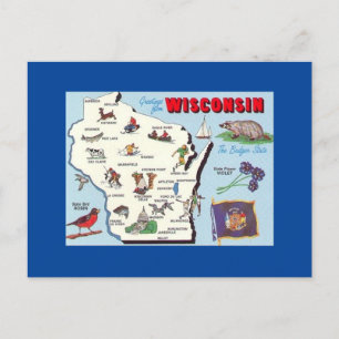 Cartão Postal Vintage Saudações do Postcard de Wisconsin