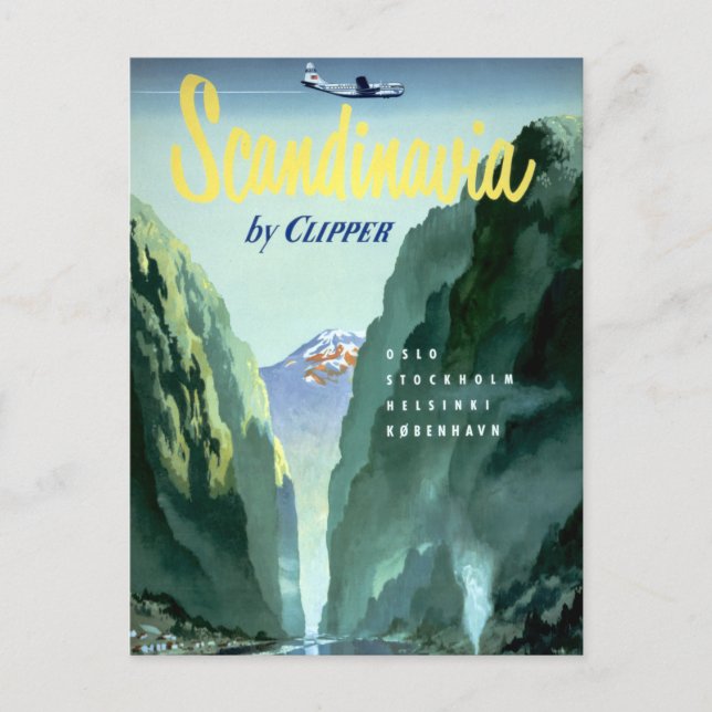 Cartão Postal Vintage Scandinavia por Clipper (Frente)