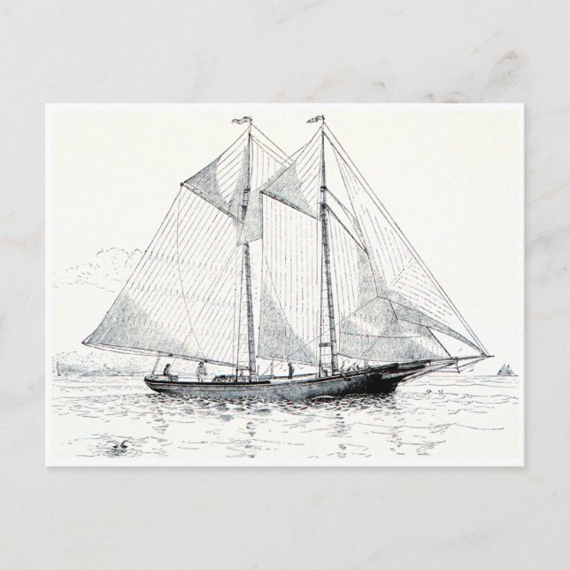 Cartão Postal Vintage Schooner Sailboat (Frente)