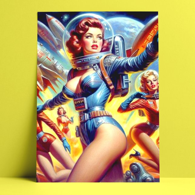 Cartão Postal Vintage Sci-Fi Girls (Criador carregado)