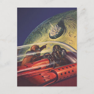 Cartão Postal Vintage Science Fiction, Futuristic City on Moon