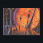 Cartão Postal Vintage Science Fiction, Orange Sun e Aliens<br><div class="desc">Ilustração vintage: planetas futuristas de ficção científica e imagem espacial. Um clássico design de quadrinhos retrô de ficção científica apresentando astronautas alienígenas em um planeta com torres comunicações ou elétricas e um enorme sol laranja brilhando.</div>